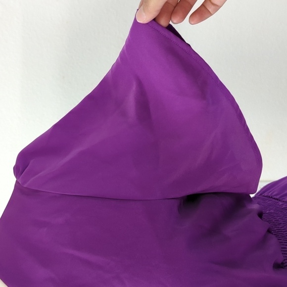 Gomorn V Neck Flounce Sleeve Handkerchief Hem Blouson Dress Purple 1X preppy - Picture 5 of 7